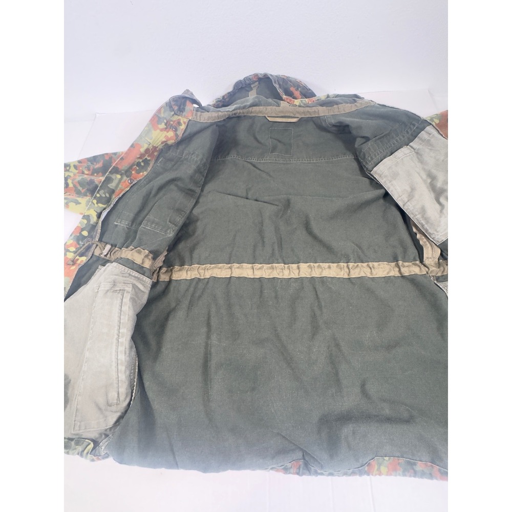 German Military Flecktarn Camo Field Parka Mens L Green Brown Hooded 90s Grunge - Picture 8 of 11